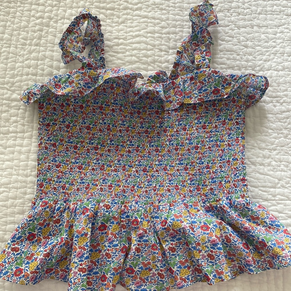 Jcrew Liberty floral smocked stretch top EUC